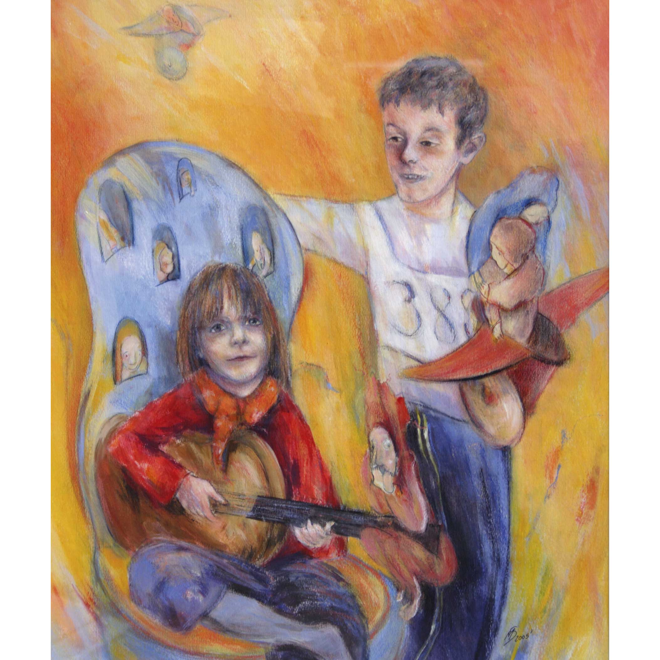 Monika Strugarek schilderij, Geen titel, acryl met pastel