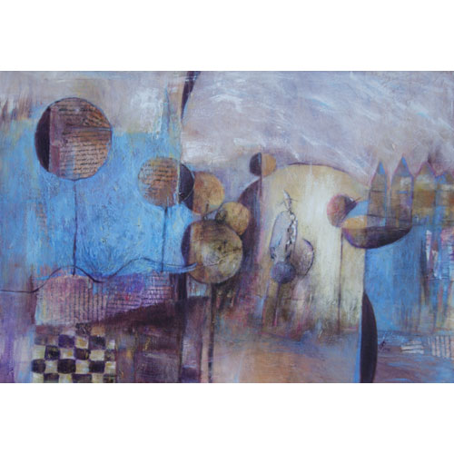 Monika Strugarek schilderij, Een vergetene, gemengde technieken, 100x70