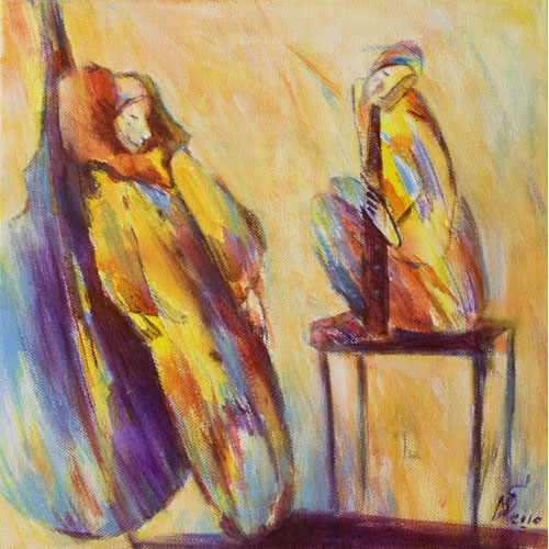 Monika Strugarek schilderij, Getroffen, acryl, 30x30