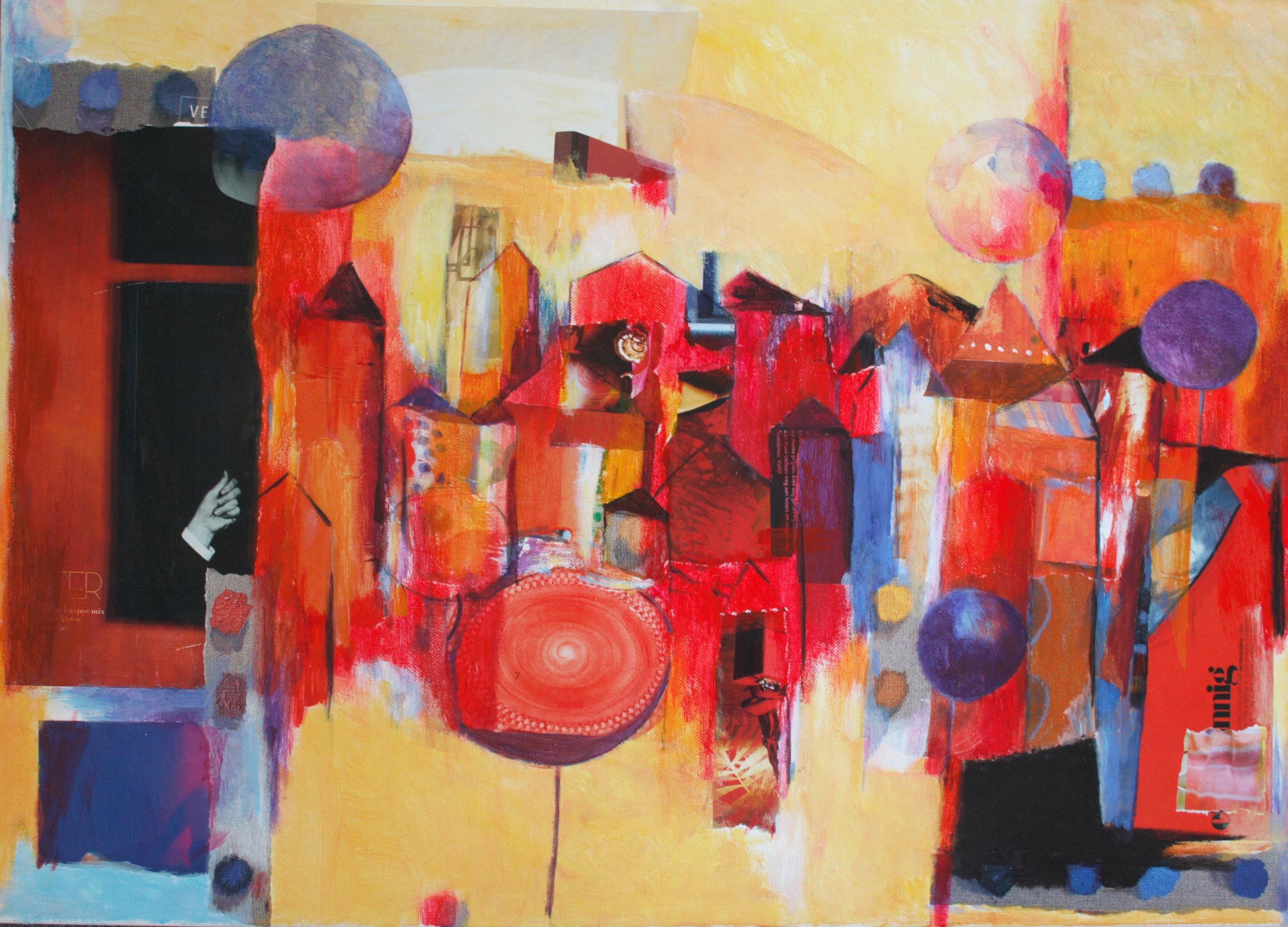 Monika Strugarek schilderij, Toveren, een collage, 70x50