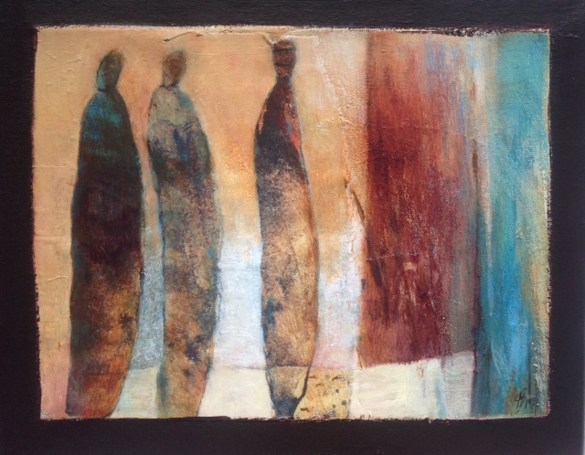 Monika Strugarek schilderij, In afwachting, gemengde technieken, 24x30
